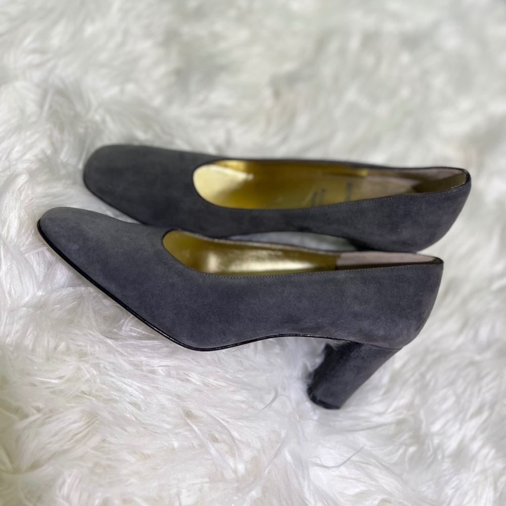 Like New [Bruno Magli] Suede Block Heels | Italian 2.5" Grey Leather Shoe | 6